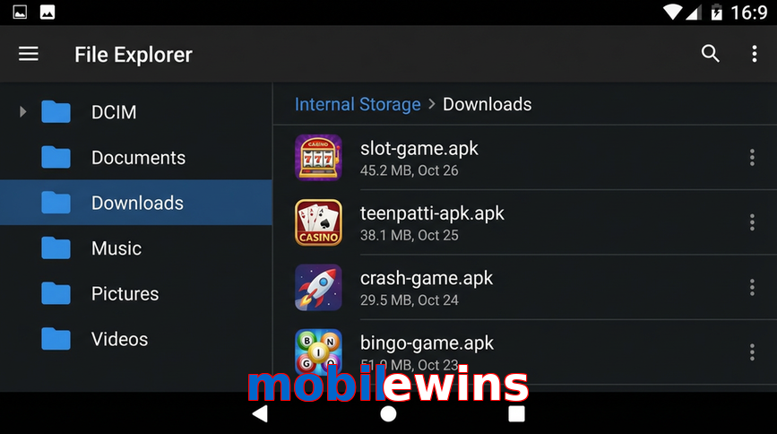 Main screen of Mobilewins gameapk page for PK players