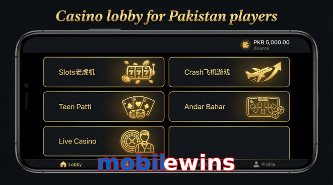 Lobby view of Mobilewins for Pakistan users